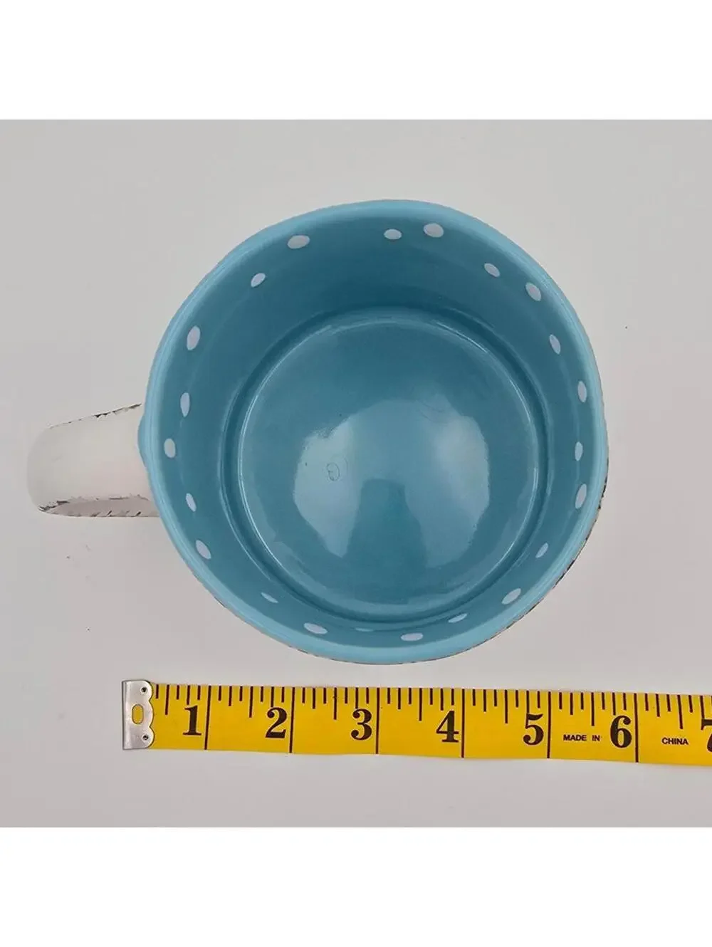 Spectrum Designz Butterfly Mug Blue Polka Dot Ceramic Coffee Tea Cup 17 oz